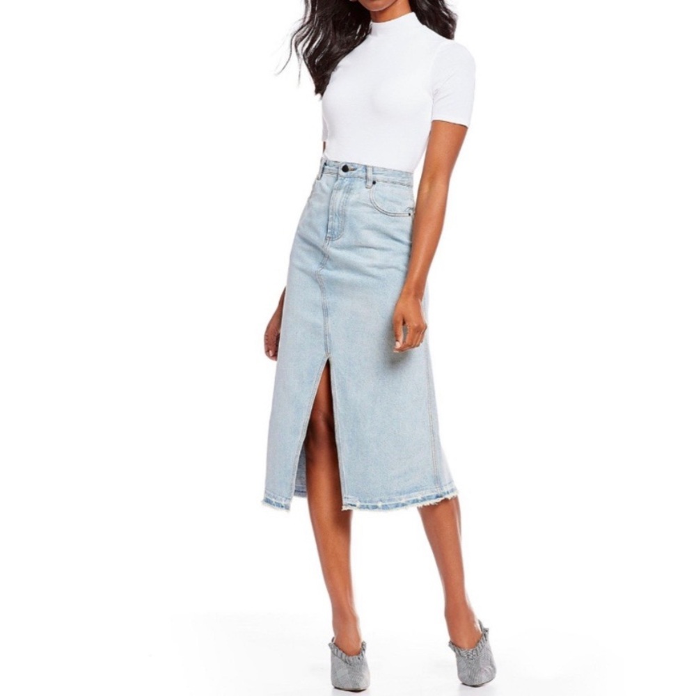 Gianni Bini Light Blue Denim Midi Skirt